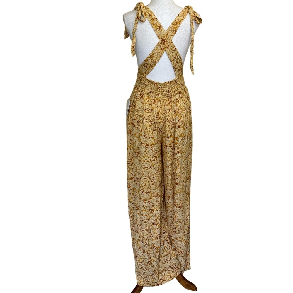 Free People Sugar Sands Jumpsuit  Wide Leg Tie Strap XS NEW Boho Festival Resort - Picture 4 of 9